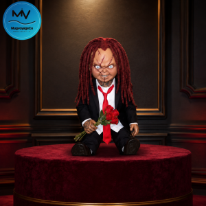 Chucky Red Dreadlocks Suit Red Roses Bouquet Horror Doll Collectible Figure 2026 4 5 4