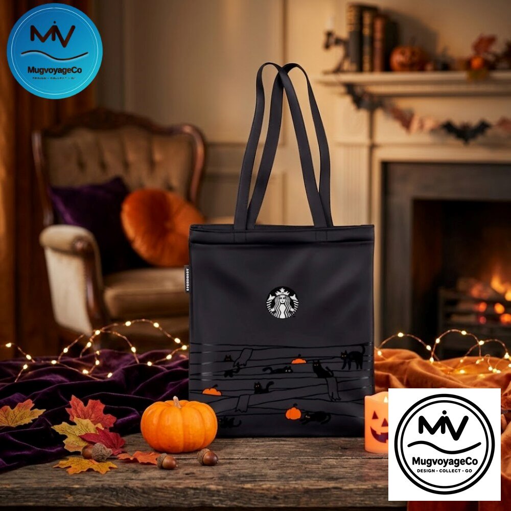 "Spook-Tacular 2026 Starbucks Halloween Tote and Mug Collection Revealed" 63 Starbucks Halloween Black Cat Pumpkin Tote Bag 2026