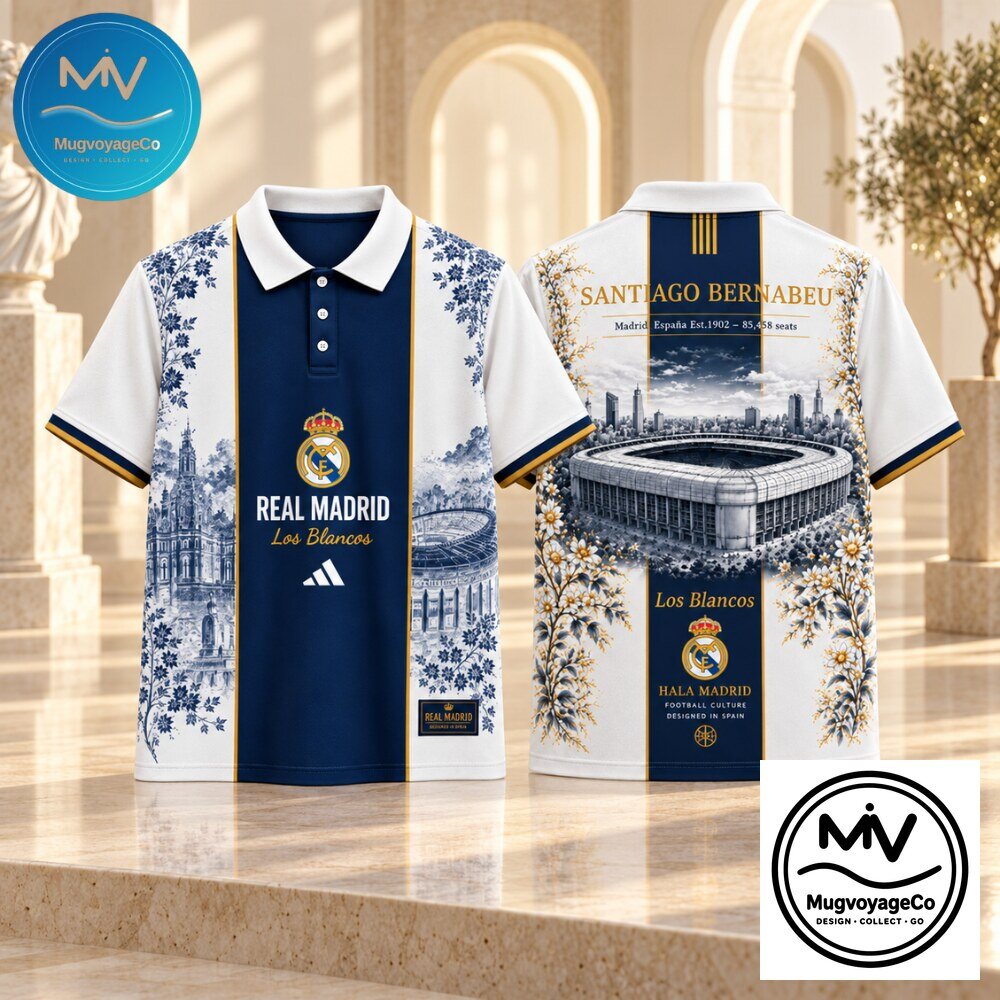 "Top 2026 Gifts: Gumball Plush, Advent Calendar, Grateful Dead, Real Madrid" 5 Real Madrid Santiago Bernabeu Porcelain Pattern Polo Shirt 2026