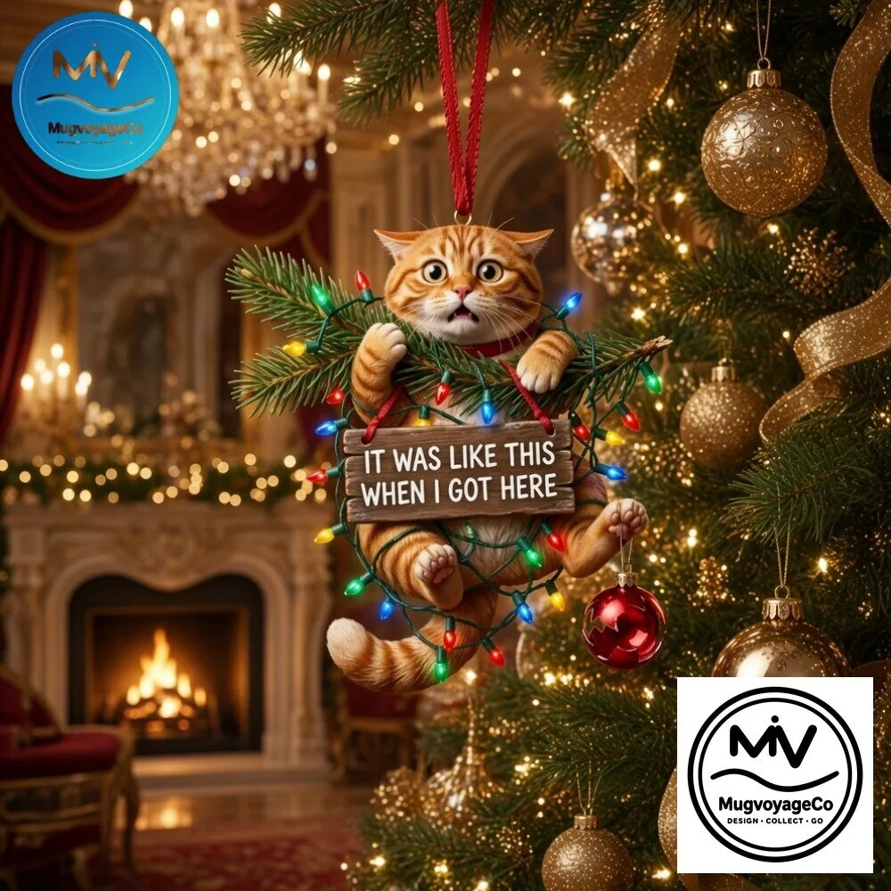 Orange Tabby Cat Christmas Ornament 2026
